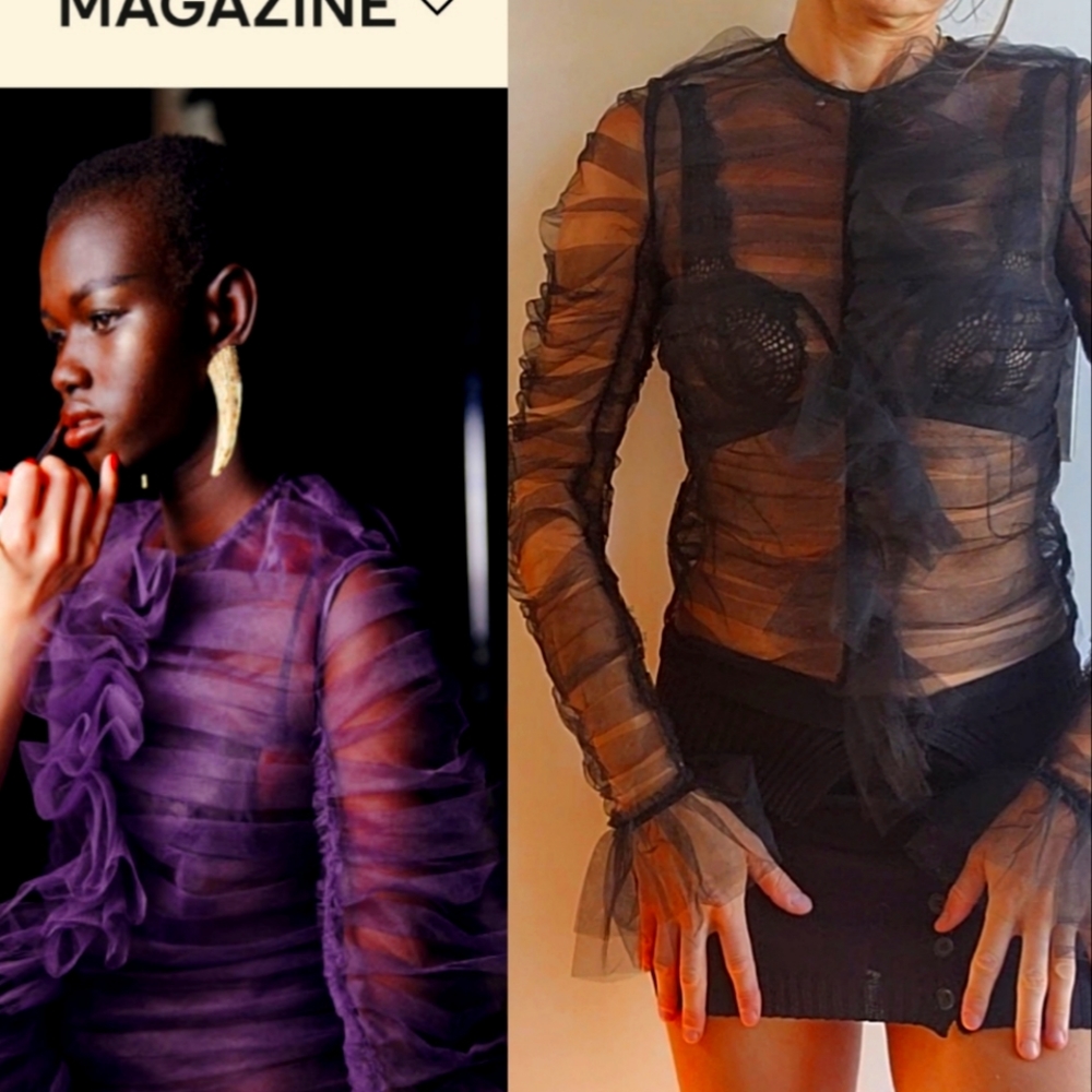 Gothic couture Dior vibe H & M studio sheer Gothic blouse xs